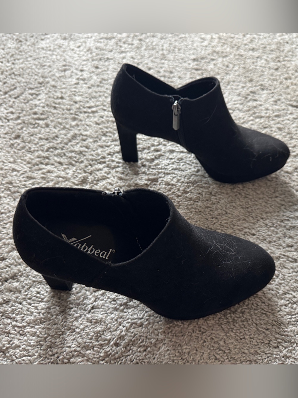 Xappeal Black Suede Heeled Ankle Booties Size 8
